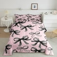 thumbnail image 2 of Manfei Cartoon Bow 2pcs Bedding Comforter Set,Black Pink Twin Comforter Sets,Dreamy Princess Breathable Bedding Set,Breathable Kawaii Bedroom Decorative,Reversible, 2 of 8