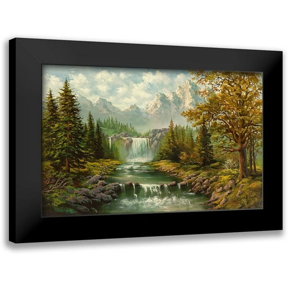 Ada-Kris 14x10 Black Modern Framed Museum Art Print Titled - WATERFALL II