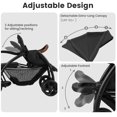 thumbnail image 4 of INFANS Double Stroller with Leather Handle, Front Seat 2-Position Recline, Rear Standing Board, 5-Point Harnesses, Dual Rear Brakes and Lockable Front Wheels, Baby Pushchair for Toddlers, 4 of 9