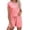 Cartoon Pink Leopard Print, variant on Pajama Set for Women Short Sleeve Tops and Shorts Set 2 Piece Pjs Classic Loungewear with Pockets Light Grey Stripes