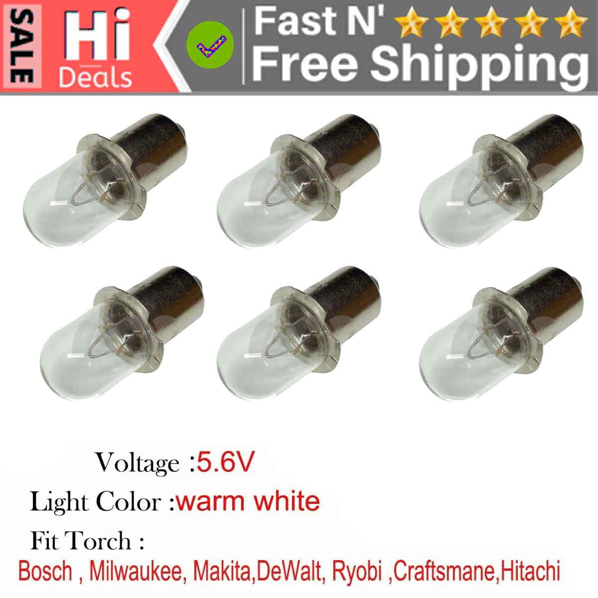 6.3V 0.5A Sci-Supply Genuine Pack of 10 E10 Miniature Screw Base Light Bulbs 