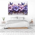 thumbnail image 3 of Mudket Purple Flower & Butterfly with Pearl Canvas Wall Art, Floral Wall Decor, Framed Ready to Hang Botanical Artwork for Living Room Bedroom Bathroom - 12"L x 8"W, 3 of 10