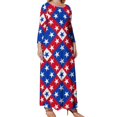 thumbnail image 2 of Large Size American Flag Blue Red White Long Sleeved Dress Women Dress for Parties Elegant Chic Evening Dresses, 2 of 7