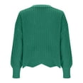 thumbnail image 5 of Cropped Sweater Cardigans for Women Teen Girls Button Up Knitted Blouse Drop Shoulder V Neck Long Sleeve Outerwear (One Size, Green), 5 of 6