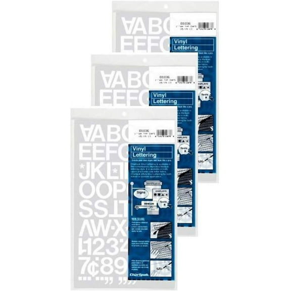 Chartpak 1-inch White Stick-on Vinyl Letters & Numbers (01036), 3 PACKS