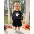 thumbnail image 3 of RUINIXCW Toddler Baby Girl Halloween Tutu Dress Outfit Kids Little Girl Fall Winter Dress Ghost Spider Web Print Long Sleeve Patchwork Tulle Dress, 3 of 9