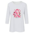thumbnail image 4 of Alkepwun Pink Ribbon Shirts for Women Cancer Survivor Pink Ribbon T-shirt Inspirational 3/4 Sleeve Graphic Tees Tops, 4 of 4