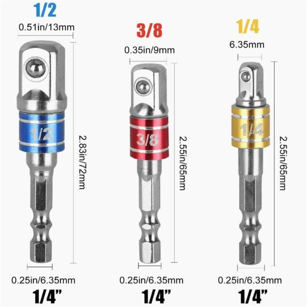 8Pcs Flexible Drill Bit Extension Set With 1/4In Hex Shank For Hex Nut Drivers Impact Hole Saws Shovel Drills