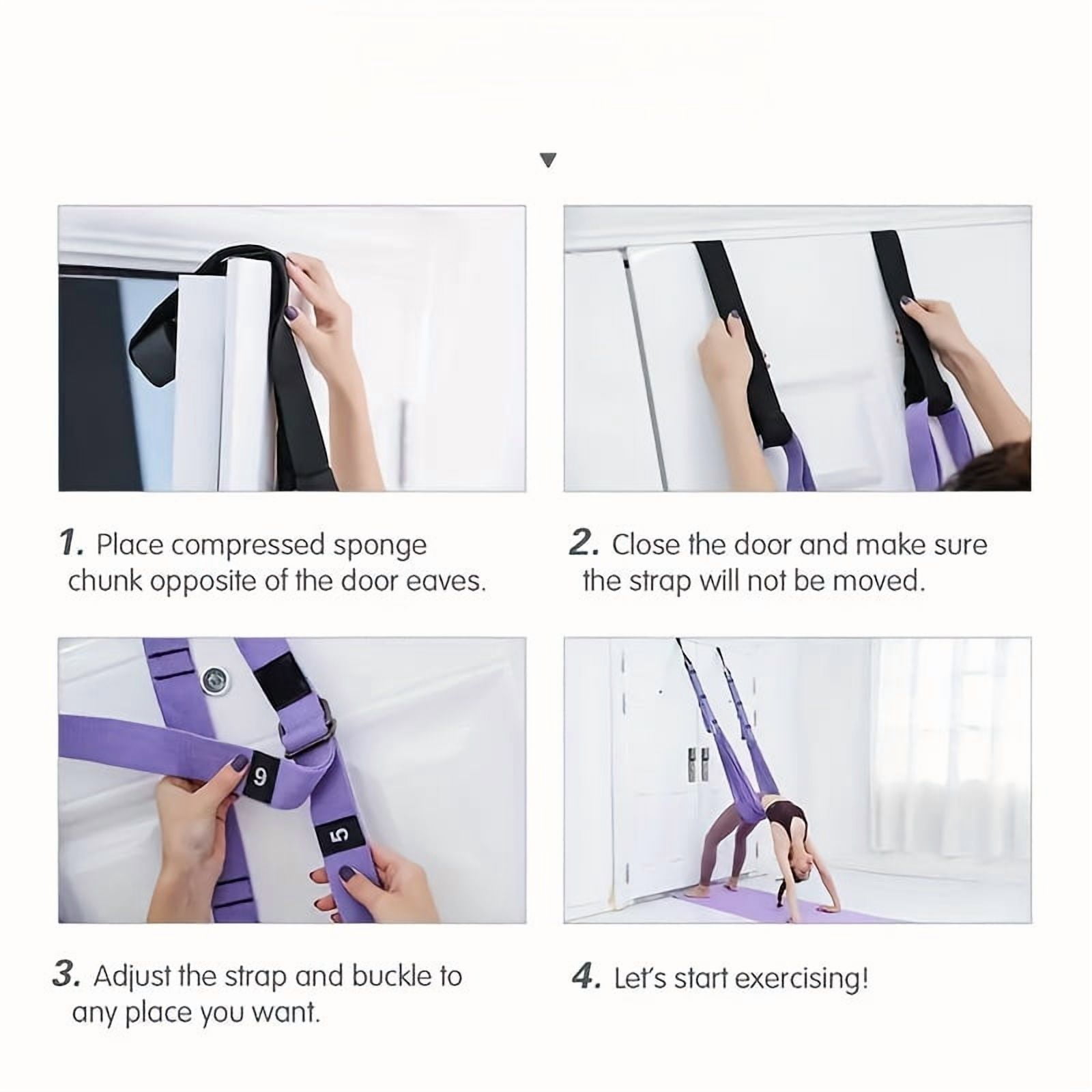 Blue Yoga Stretching Strap for Door, Adjustable Flexibility Trainer for Legs Waist Back, Home Workout Stretch Band with Soft Fabric, Fitness Equipment for Fitness Gymnastics Aerial, Gift for Women