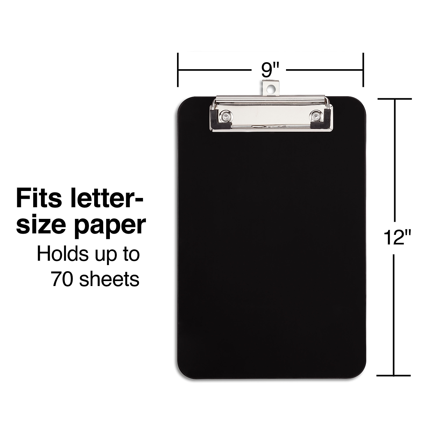 Staples Plastic Clipboards Letter Size Black 12/Carton ST23143/23143VS
