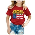 thumbnail image 2 of Toddler Girls Summer Tops Tees Independence Day Striped Star Pattern Graphic Short Sleeve T Shirt Daily Spring Shirts For Kid 11-12T, 2 of 4