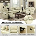 thumbnail image 3 of Lumary 3-Pieces Bonded Leather Sofa Living Room Furniture Set, White, 3 of 6