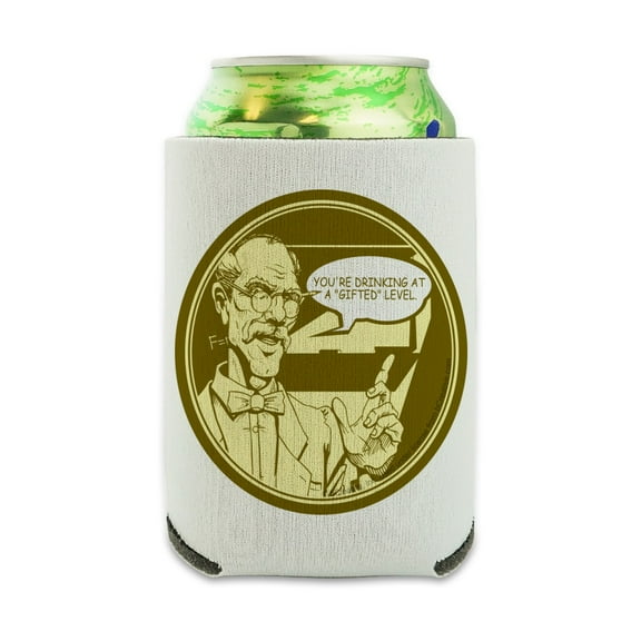 You're Drinking at Gifted Level Funny Humor Can Cooler - Drink Sleeve Hugger Collapsible Insulator - Beverage Insulated Holder