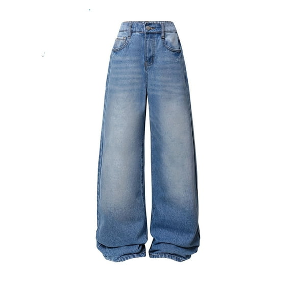 。 。,Girls' Jeans Baggy Jeans for Teens with Pockets Girls Straight Leg Jeans High Waisted Jeans Wide Leg for Girls 10-11Years Girls Fashion