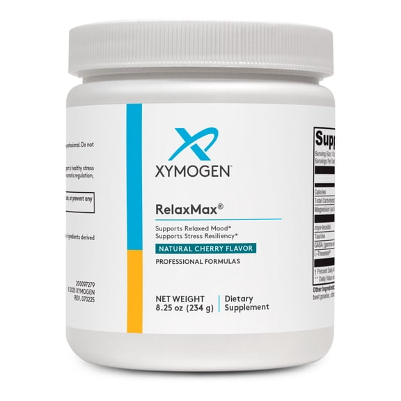 XYMOGEN RelaxMax Drink Mix Promotes Relaxation, Stress Resiliency Hormone Support Magnesium Powder with Myo Inositol, L Theanine Cherry Flavor Mood Support Supplement (8.25 oz)