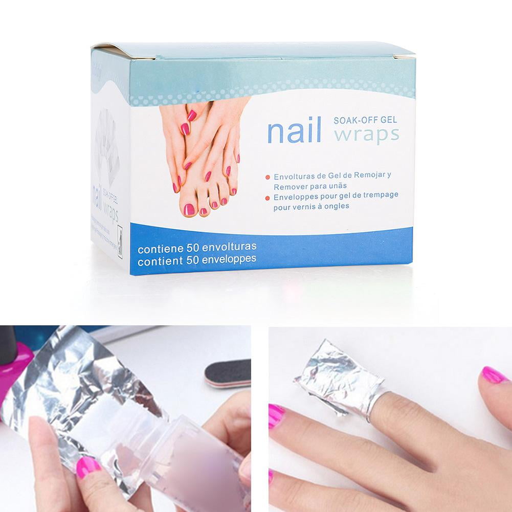 Tebru Nail Polish Remover Wraps, 50pcs Nail Polish Removal Tinfoil