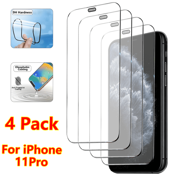 (4-Pack) Designed for iPhone 11 Pro (6.1 Inch) HD Tempered Glass Screen Protector, Anti-Scratch, Anti-Fingerprint, Bubble Free,9H Hardness, full coverage