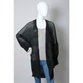 thumbnail image 2 of Womens Knit Netted Cardigan Long Kimono Cardigan (Black), 2 of 6