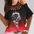 thumbnail image 2 of Blusa holgada de manga corta con cuello redondo a la moda para mujer Pompotops hfajkhk130291, 2 of 4