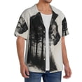 thumbnail image 2 of Yiaed Double Exposure Cat Forest Print Mens Casual Wrinkle Free Shirts Short Sleeve Button Down Summer Stretch Dress Shirt-Large, 2 of 5
