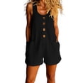 thumbnail image 2 of Favoffer Women's Sleeveless Casual Jumpsuit Round Neck Solid Color Elastic Waist Short Length Breathable Loose Fit Summer Bottoms for Weekend Wear, 2 of 9