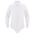 thumbnail image 3 of YONGHS Mens One Piece Long Sleeves Turn-down Collar Button Down Casual Bodysuit Dress Shirt Tops White M, 3 of 7