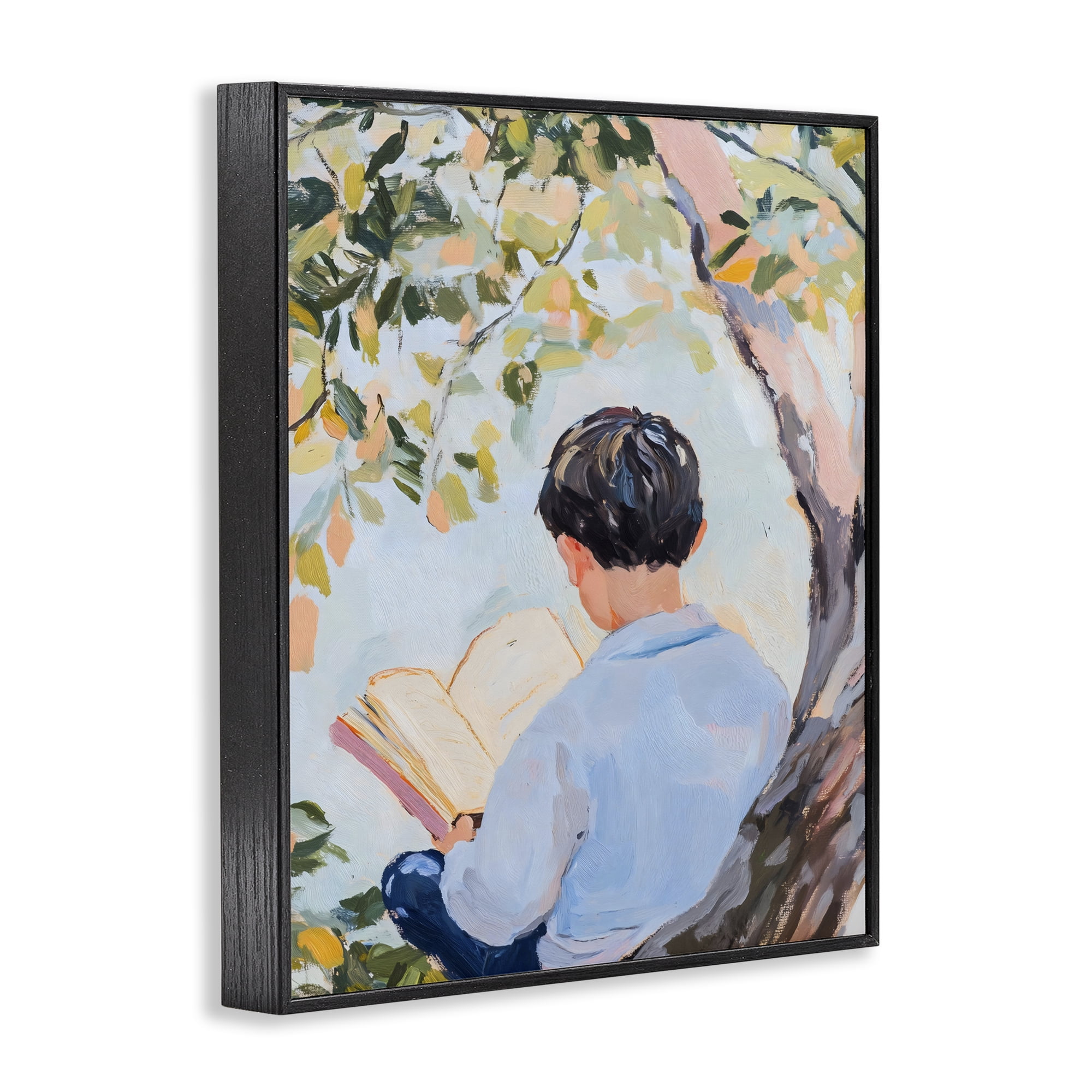 Stupell Industries Boy Reading in Nature Black Framed Giclee Art, design by The Prints Vibe