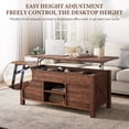 thumbnail image 5 of OKD 48" Farmhouse Lift Top Coffee Table with Sliding Barn Door, Rustic Center Table with Hidden Storage Compartment for Living Room, Office, Reclaimed Barnwood, 5 of 9