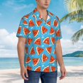 thumbnail image 3 of Pofeuu Cartoon Watermelon Print Hawaiian Shirt for Men Sleeves Casual Button Down Summer Beach Dress Shirts T-Shirts,3X-Large, 3 of 7