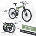 thumbnail image 5 of 29 inch Folding Mountain Bikes, Mens Mountain Bicycle w/ Disc Brakes, 21 Speed Hybrid Bike for Adults Men Women, City Commuter Bike for Rider Height 5'4"-6'2", 85% assembled (Green), 5 of 6