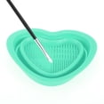 thumbnail image 3 of Unique Bargains 1 Pc Foldable Heart-shaped Makeup Sponge Brush Cleaner Green, 3 of 5