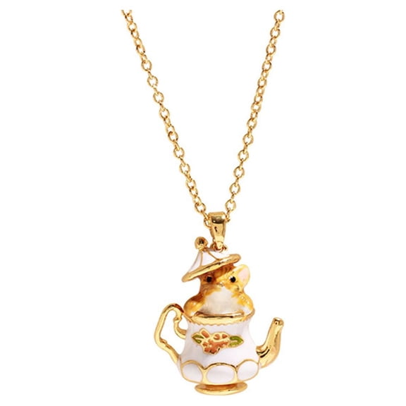 ZYHARUKO Cute Pendant Necklace Enamel Chipmunk Teapot Dangle Earrings Y2K Style Jewelry Set Chain Necklace for Daily Party Wear