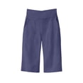 thumbnail image 3 of Women's Knee Length Bermuda Yoga Shorts, High Waisted Loose Wide Leg Summer Shorts with Pockets, Stretchy Athletic Gym Shorts for Casual Workout Daily Wear Dark Blue S, 3 of 5