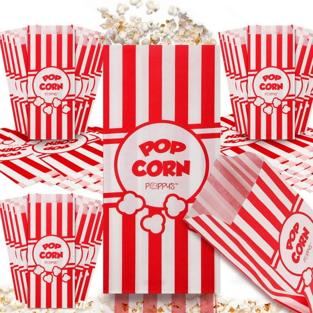 Bolsas de papel para palomitas de maíz de Poppy - 200 bolsas de 1 oz de grado de concesión Accesorios para máquinas de palomitas de maíz para barras de palomitas de maíz Concesiones de noches de cine