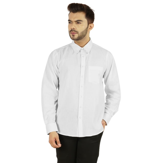 Bestman Long Sleeve Cotton Flex Shirt For Mens Button Downt W/ Patch Pocket Office Wear