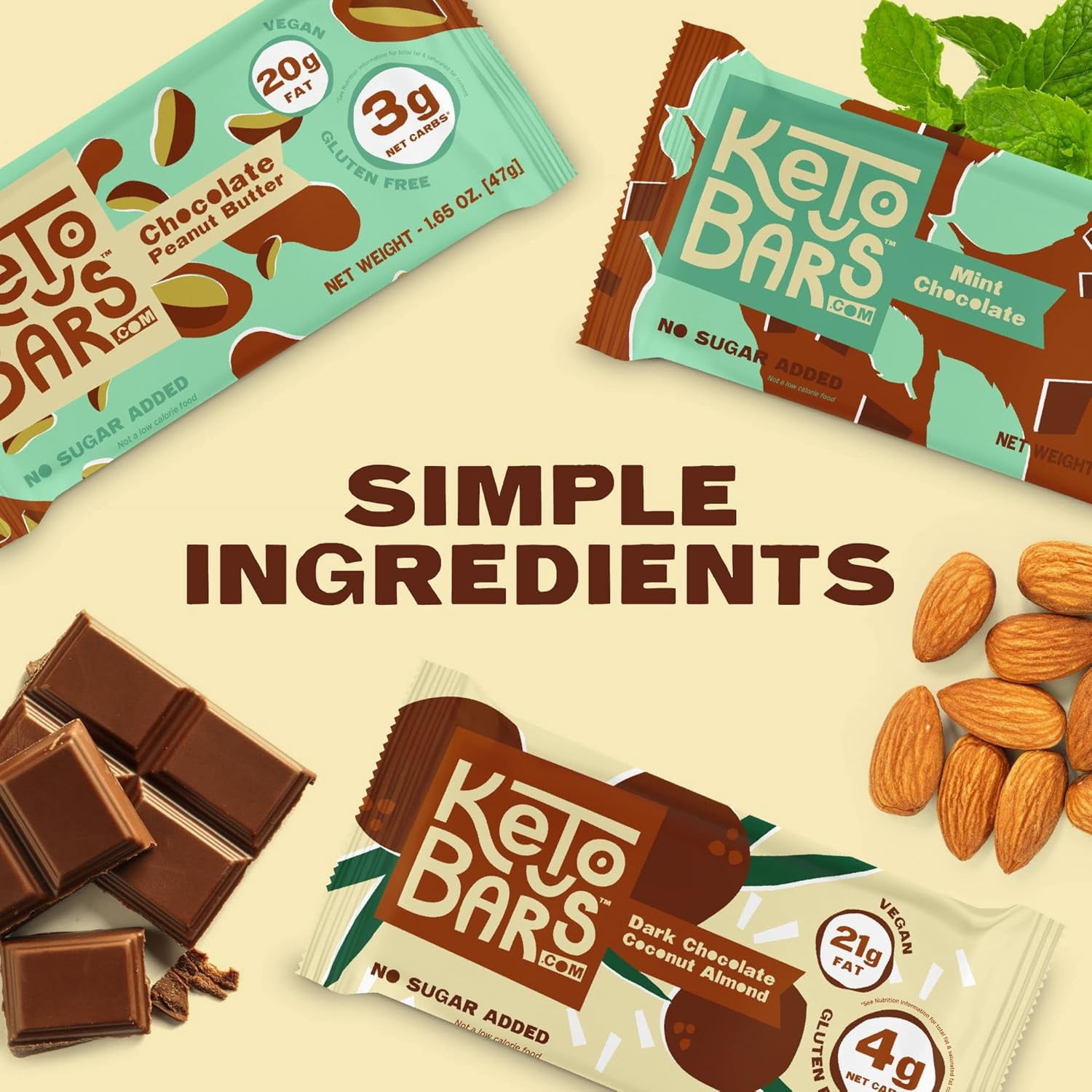 Keto Bars Sampler Pack - Low Carb, No Sugar, Gluten Free, High Fat Snack Bars (12 Pack)