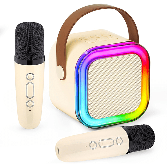 GMOX Mini Karaoke Machine for Kids Adults Portable Bluetooth Speaker with 2 Wireless Mics