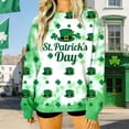 thumbnail image 2 of Crew Cuello Sudadera Día de San Patricio Impreso Manga Larga Suéter sin Capucha Shamrock Gráfico Suave Vacaciones Casual Top, 2 of 8