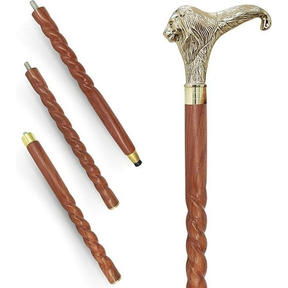 Handcrafted Brass Handle Folding Walking Cane – Golden Decorative 36" Elegant Stick for Men & Women
