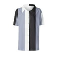 thumbnail image 4 of New Summer Arrivals Olyvenn Women Striped Button Down Shirts Blouse Boho Tops Blouses Dressy Causal Short Sleeve Tunic Hawaiian Ladies Clothes Navy XL, 4 of 4