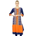 thumbnail image 1 of Bimba Women Orange Rayon Kurti Kurta Straight Top Ethnic Blouse, 1 of 1