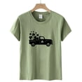 thumbnail image 4 of Lovskoo Short Sleeve Shirts for Women Trendy Summer Tops Floral Printed Casual Christmas Pullover T-shirts Blouse Olive Green, 4 of 4