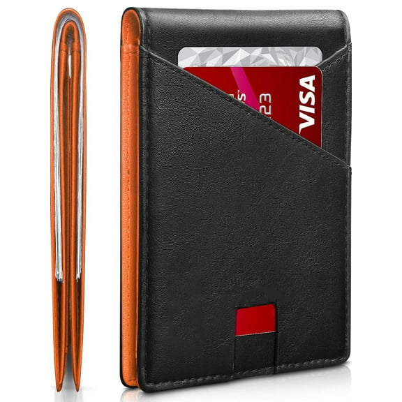 Aursear Slim Minimalist Wallets for Men - Genuine Leather Credit Card Holder Front Pocket RFID Blocking Bifold Wallet