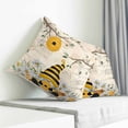thumbnail image 4 of Throw Pillow Covers 26x26 Inch, Yellow Gnomes Decorative Pillow Cases for Couch Sofa Bed, Spring Floral Bees Daisy Branches Watercolor Cotton Linen Square Home Decor Pillowcases with Hidden Zipper, 4 of 7