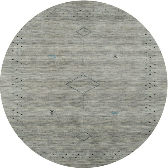 Ahgly Company Machine Washable Indoor Round Contemporary Dark Goldray Area Rugs, 3' Round