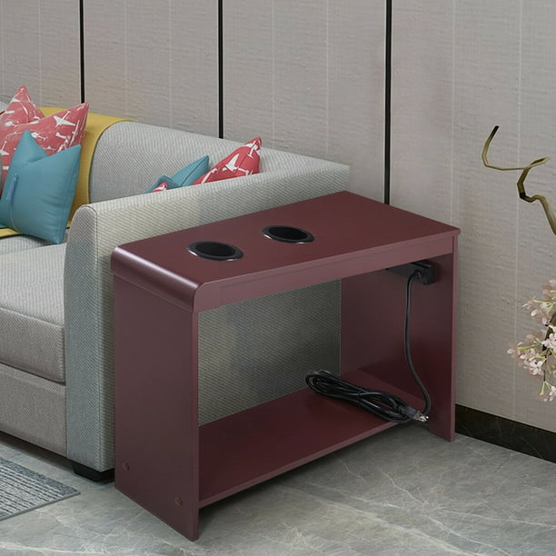 Kepooman Contemporary End Table Side Table with 2 USB Ports & Cup