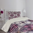 thumbnail image 4 of Ambesonne Vintage Quilted Coverlet 2 Pcs, Geometric Stripe Circle, Twin Size, Lavender Plum, 4 of 5