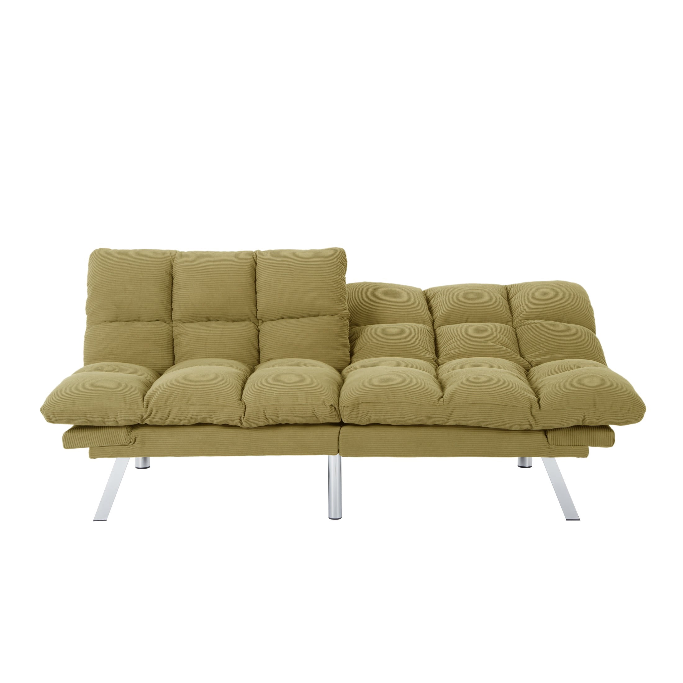 Gewnee 67.3” Corduroy Futon Sofa Bed, Convertible Twin Sleeper with 3-Position Adjustable Backrest for Living Room, Office, or Guest Room (Yellow)
