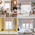 thumbnail image 5 of Spring Floral Valance Curtain Watercolor Flower Green Leaves Blue Background Window Valances Rod Pocket Short Curtains Window Treatments for Kitchen Bedroom Bathroom Laundry 54" x 18", 5 of 9