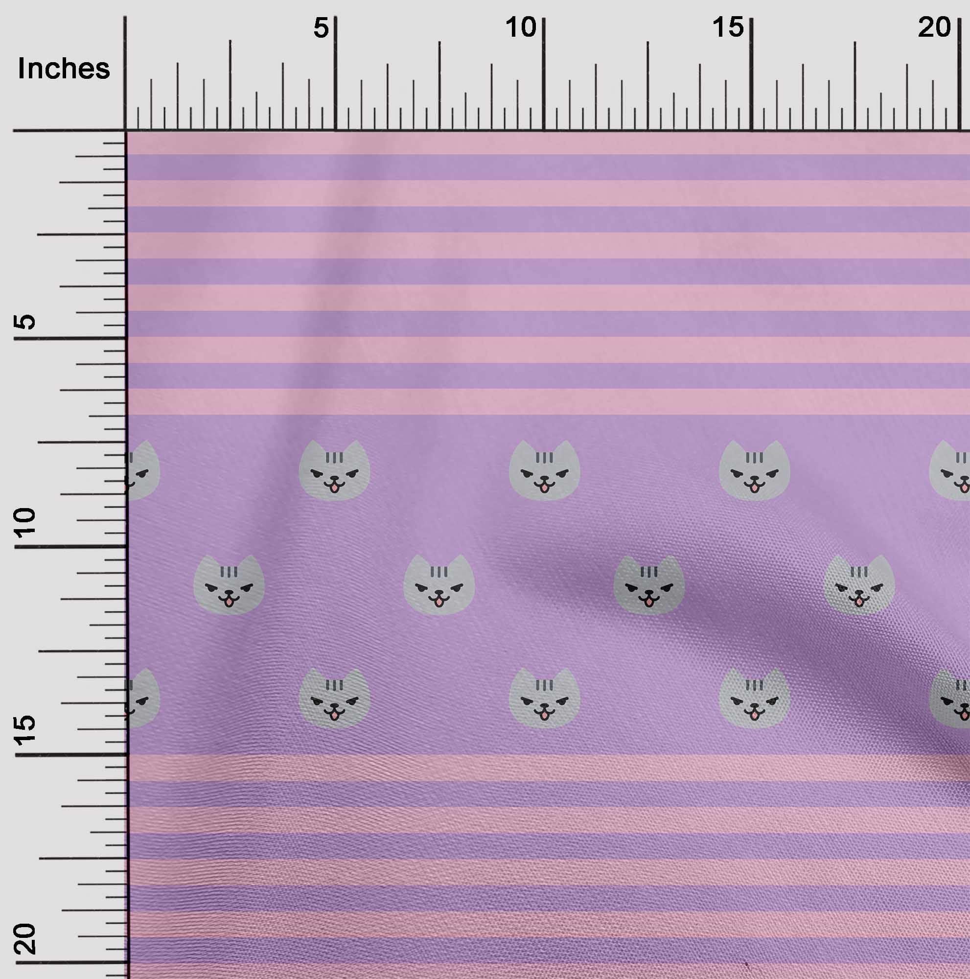 oneOone Viscose Jersey Fabric Stripe & Cat Face Animal Print Fabric by ...